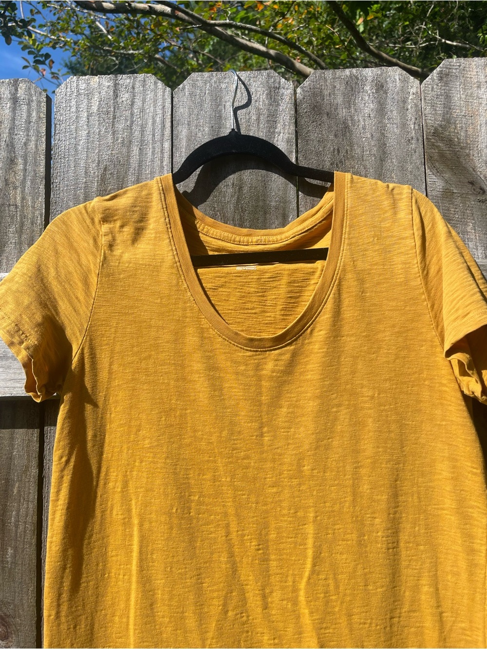 Women's Short Sleeve Scoop Neck Cotton Dresses - Mustard Yellow and Black Sz S - Picture 2 of 10